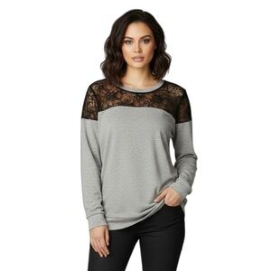 TORRID 0 0X XXL Gray Knit Top Lace Top Sleeve Detail R $59